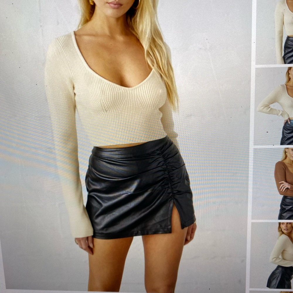 American Threads black leather skirt